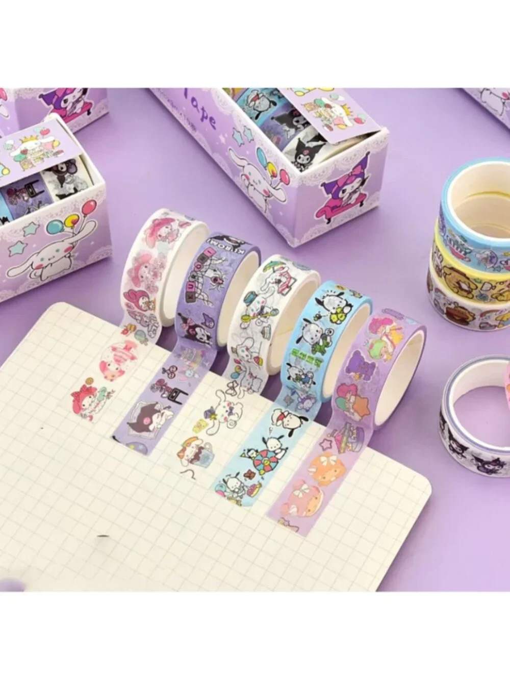 Hello Kitty, Kuromi & My Melody Washi Tape Set 10‑Roll Kawaii Crafting Tape
